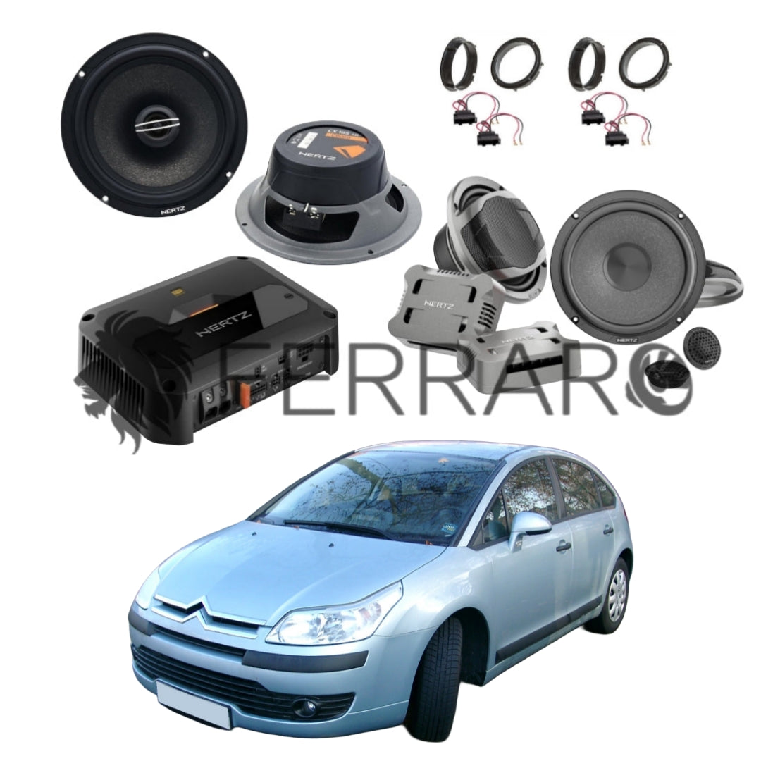 Hertz Sound Amplificatore CP 4.800 4 Canali 4x190w, CK 165, CX 165, Set Cavi, per Citroen C4 dal (2005+)