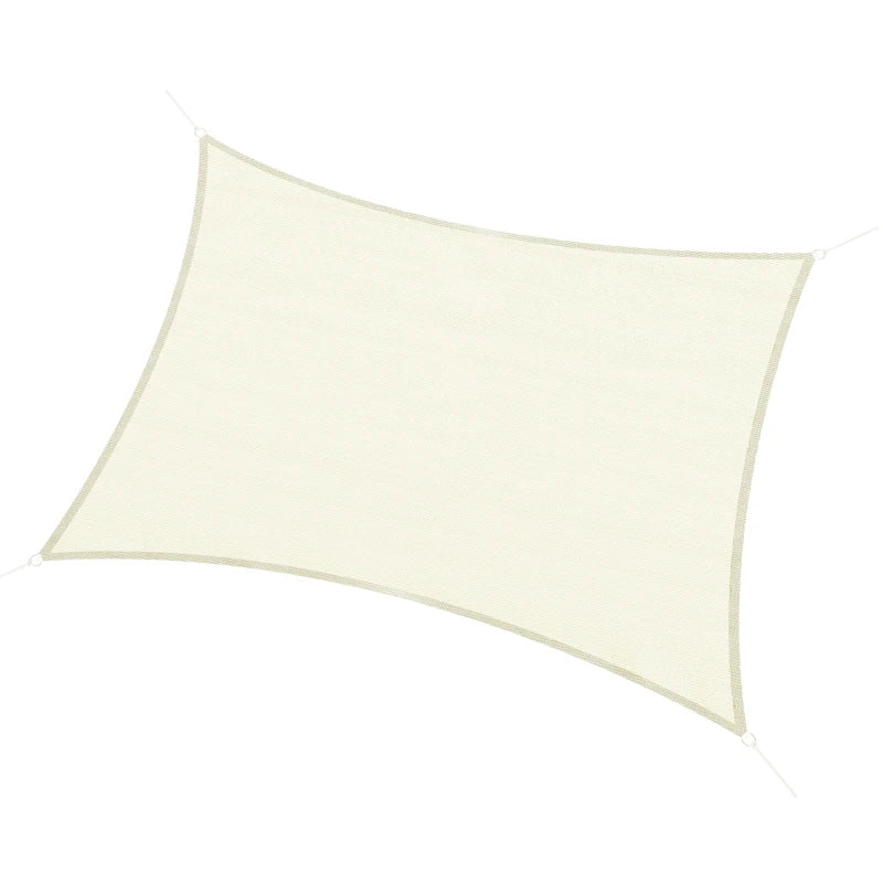Outsunny Vela Ombreggiante Rettangolare, Impermeabile e Anti-Raggi UV in HDPE, 3x4m, Crema