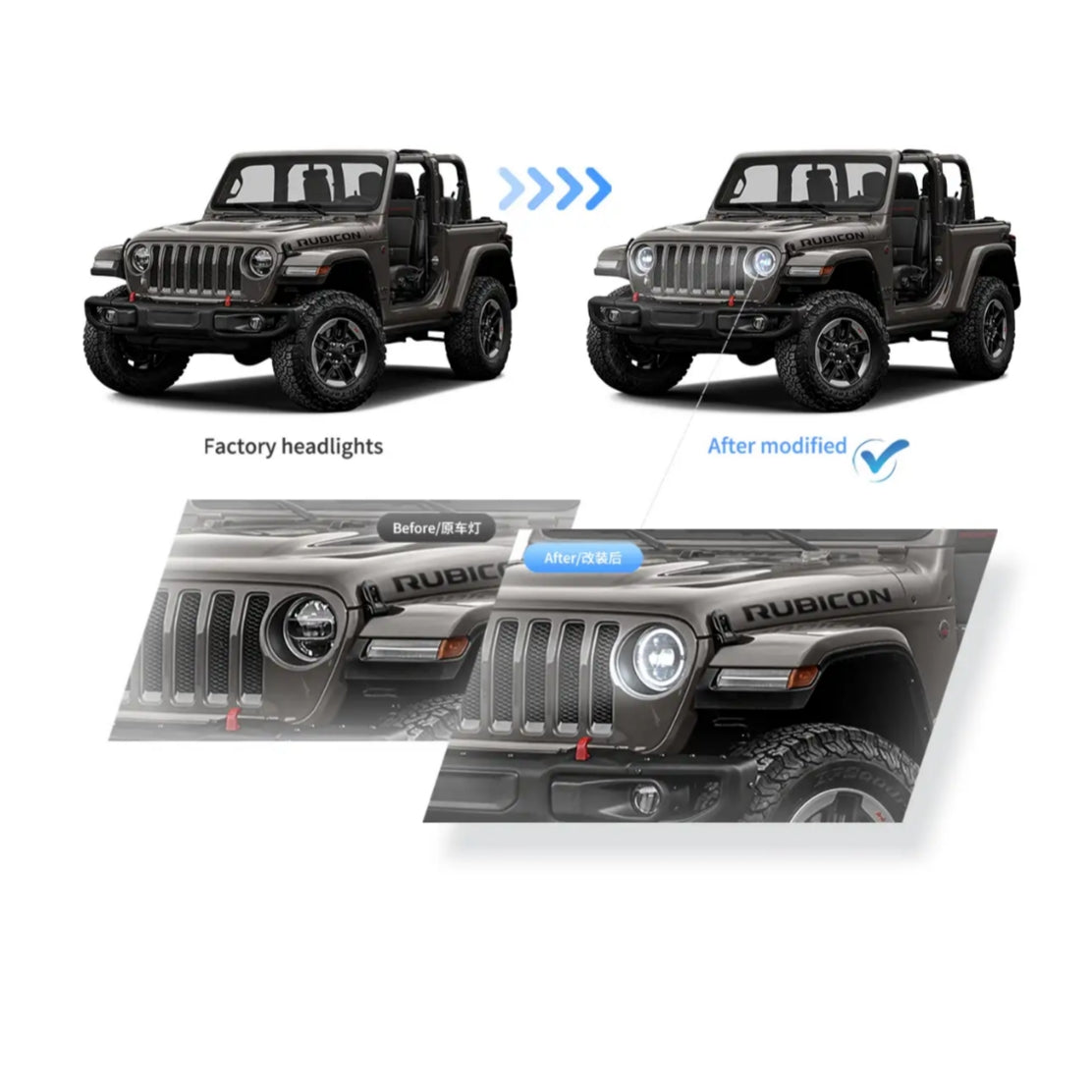 Fanali Anteriore Completo per Jeep Wrangler JL 4ª Serie (2017-2025) a LED