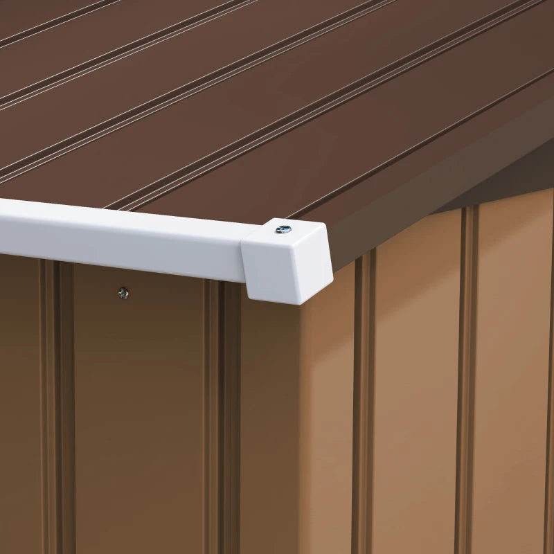 Outsunny Capanno per Attrezzi 4.9m² con Fondazione, 4 Prese d'Aria e 2 Porte Scorrevoli in Acciaio, 277x195x192cm, Giallo
