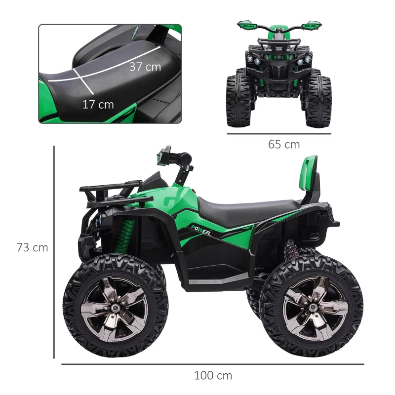 HOMCOM Quad per Bambini Elettrico 12V con Fari e Batteria Ricaricabile, Età 3-5 Anni, 100x65x73cm, Verde
