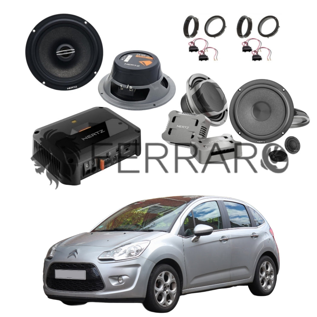 Hertz Sound Amplificatore CP 4.800 4 Canali 4x190w, CK 165, CX 165, Set Cavi, per Citroen C3 (2009+)