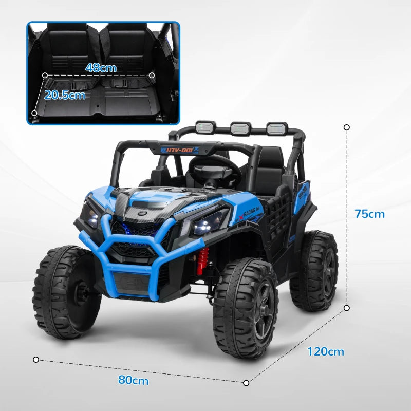 AIYAPLAY Macchina Elettrica per Bambini 24V a 2 Posti con Telecomando e 3 Velocità, Età 3-8 Anni, Blu