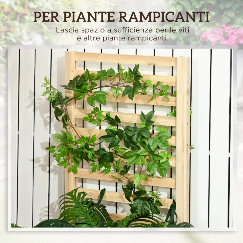 Outsunny Fioriera con Traliccio per Rampicanti e Fondo Aperto, in Legno di Abete, 230x60x110 cm, color Legno