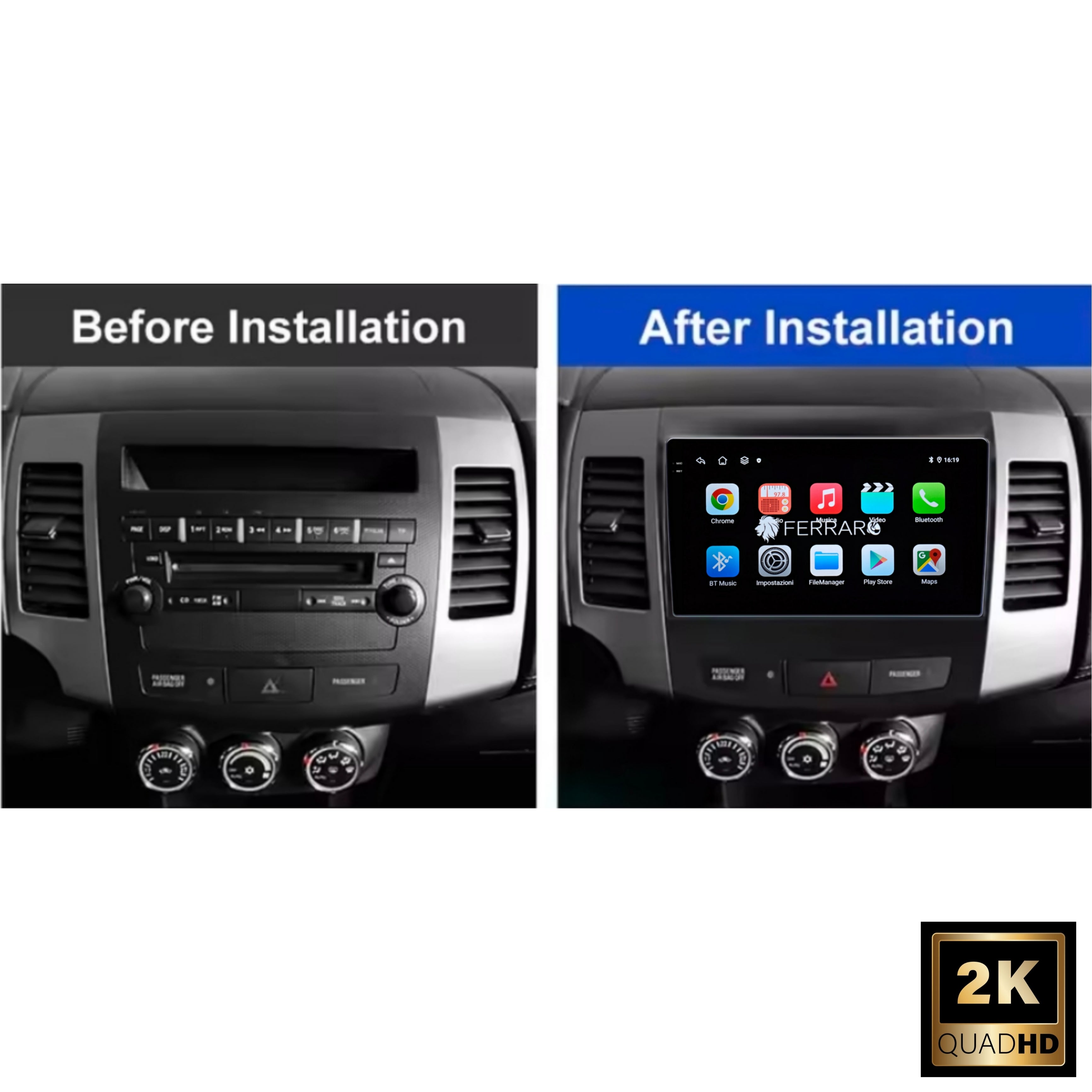 Autoradio per Mitsubishi Outlander 2 10.1" 2K | 2005-2011 | Android | Bluetooth | CarPlay | Android Auto | 4/64GB Ram