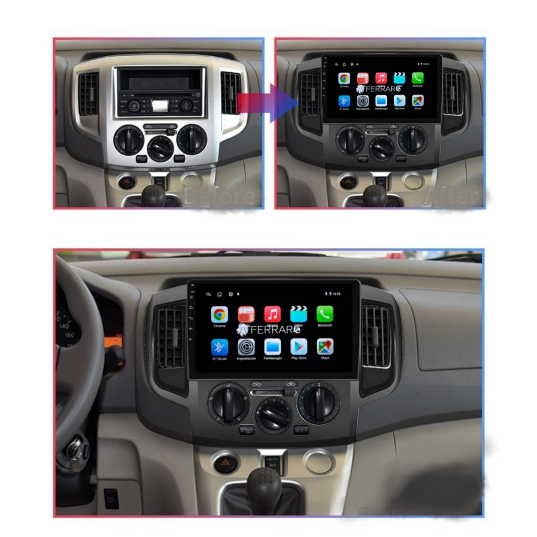 Autoradio per Nissan Evalia L200 | NV200 9" | 2009-2016 | Android | Bluetooth | CarPlay | Android Auto | 2GB/4GB/6GB/8GB Ram