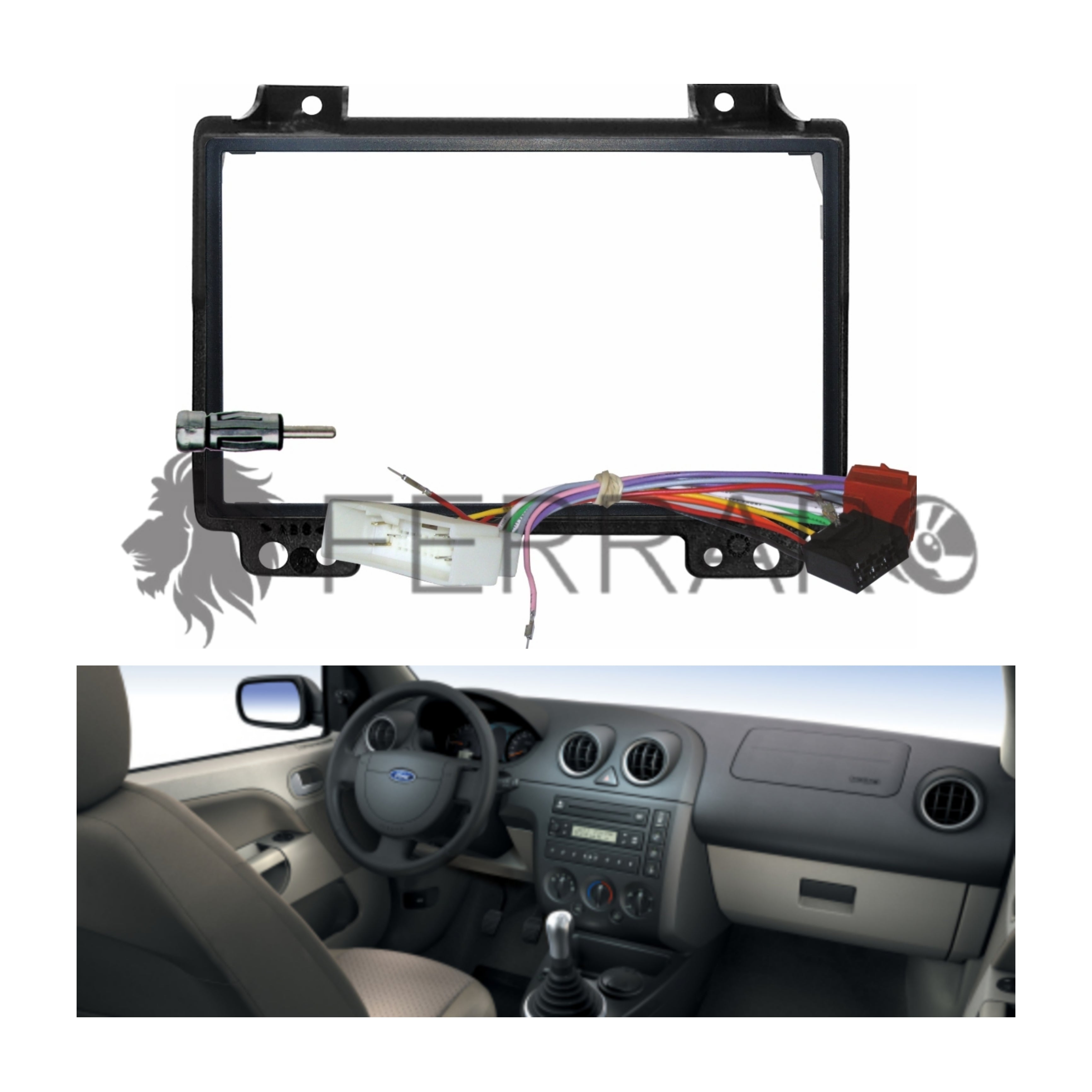 Car Radio Panel, 2 Iso No Frame, Ford Fiesta 2002 - 2005