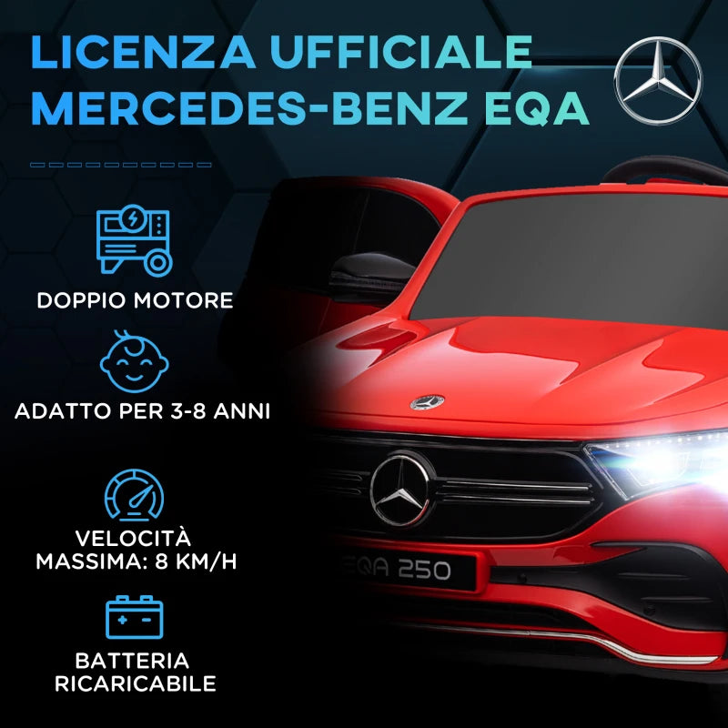 HOMCOM Macchina Elettrica per Bambini 3-8 Anni con Telecomando, Fari e Clacson, Rossa e Nera