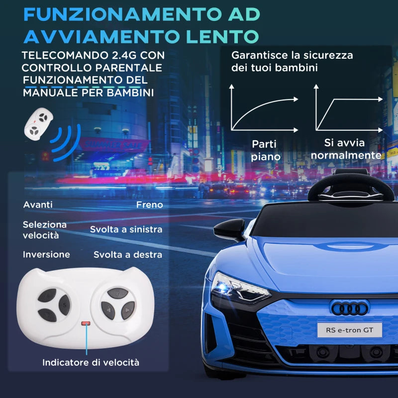 HOMCOM Auto Elettrica per Bambini 3-5 Anni con Telecomando, Sospensioni e Clacson, 103x58x41 cm, Blu e Nero