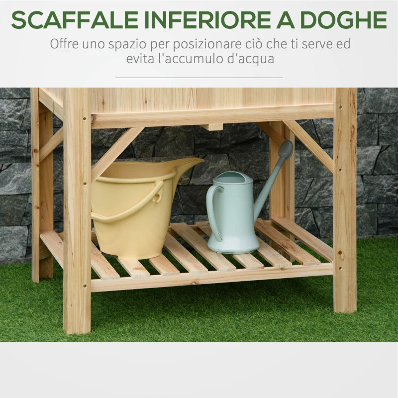 Outsunny Letto per Orto Rialzato con 6 Scomparti in Legno di Abete, 78.5x58x81cm