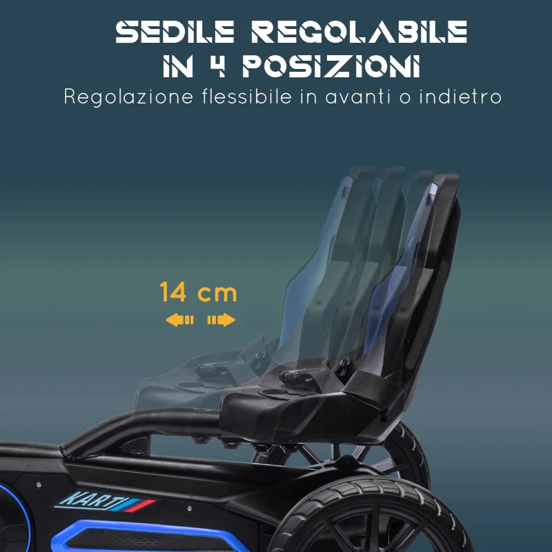 HOMCOM Go Kart a Pedali per Bambini 3-8 Anni con Sedile Regolabile e Ruote in EVA, 100x58x58.5 cm, Blu
