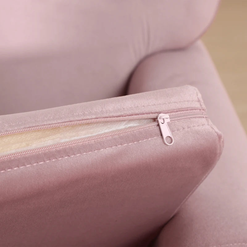 HOMCOM Poltrona per Bambini in Tessuto Effetto Velluto Rosa con Schienale a Corona, 50.2x41.9x57.8 cm