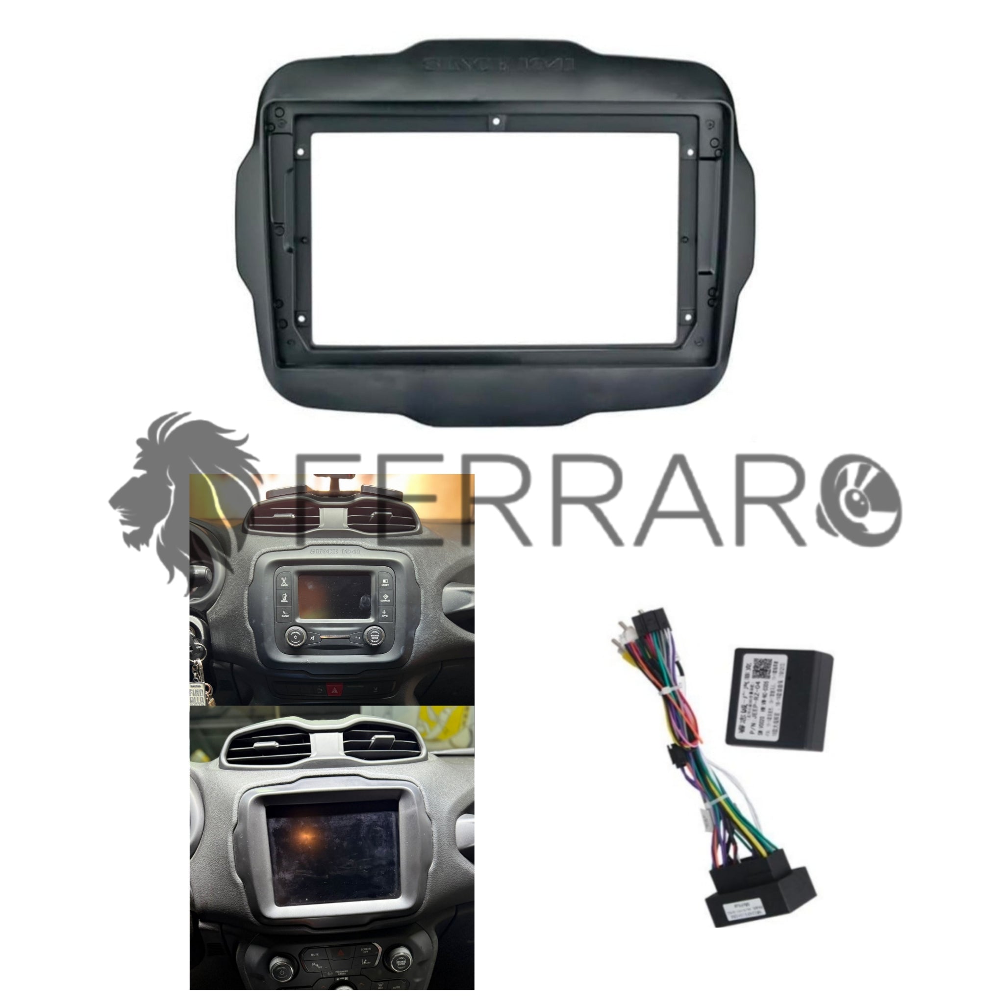 Kit Montaggio Autoradio 9"Pollici Jeep Renegade, Mascherina, Cablaggio per Autoradio Android