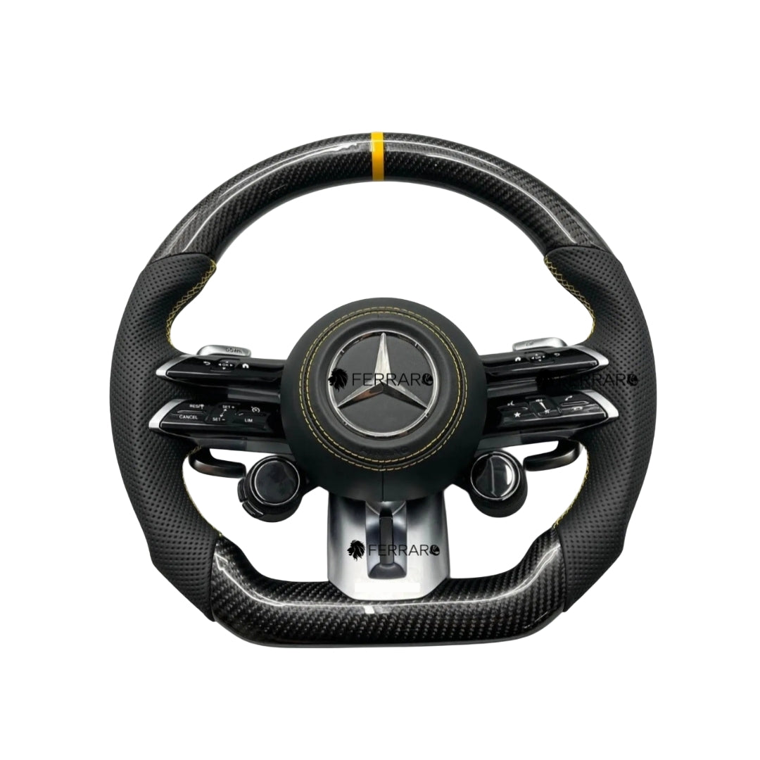 Volante per Mercedes, Carbonio Diagonale, Etichetta Gialla, Linea Gialla, Galvanico, AMG