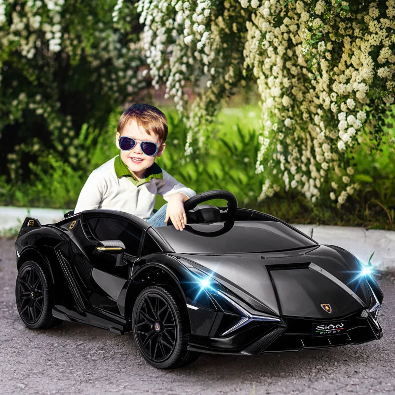 HOMCOM Macchina Elettrica per Bambini 3-5 Anni Lamborghini 12V con Telecomando e Velocità 3-5km/h, Nero
