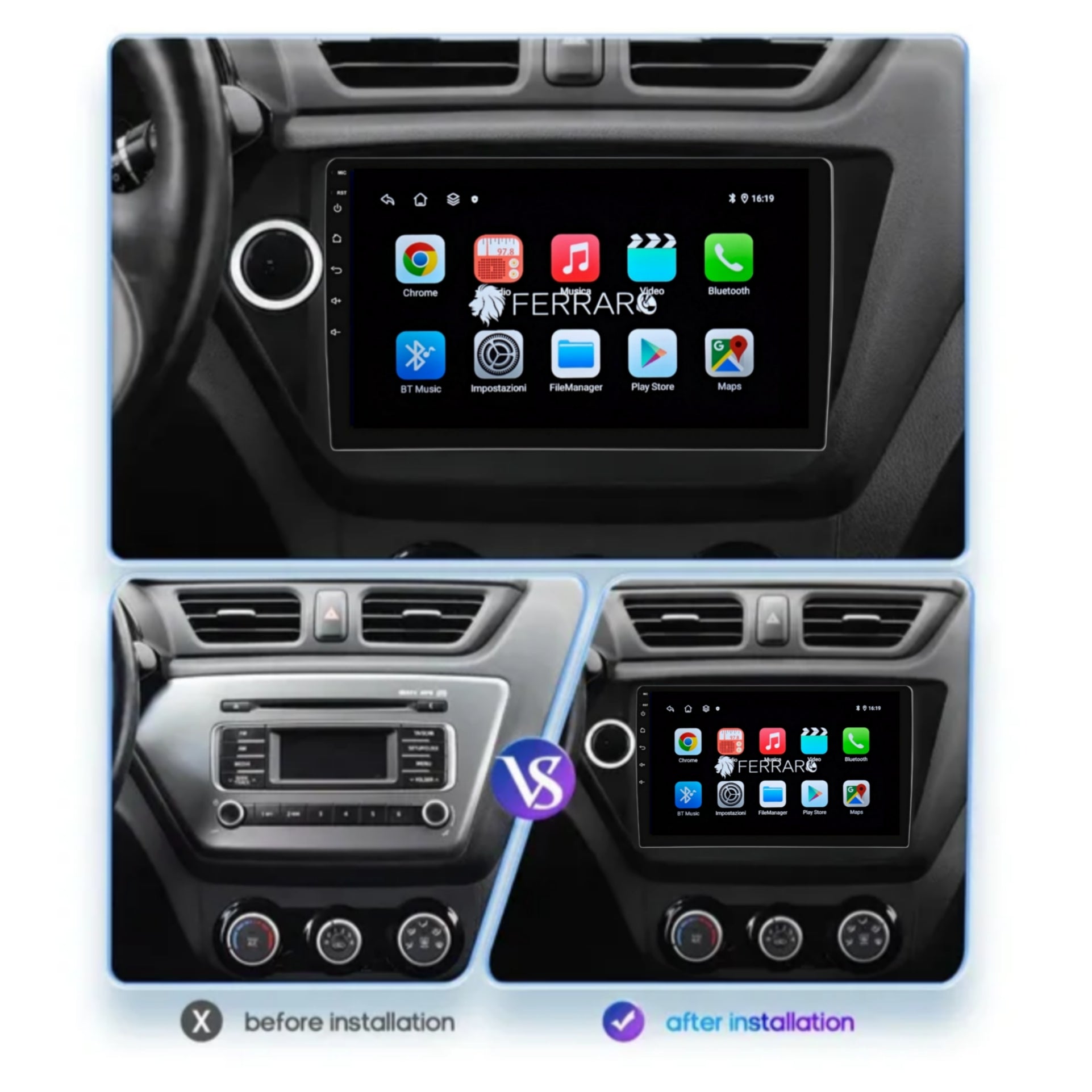 Autoradio per Kia Rio 3 9" | 2011-2016 | Android | Bluetooth | CarPlay | Android Auto | 2GB/4GB/6GB/8GB Ram
