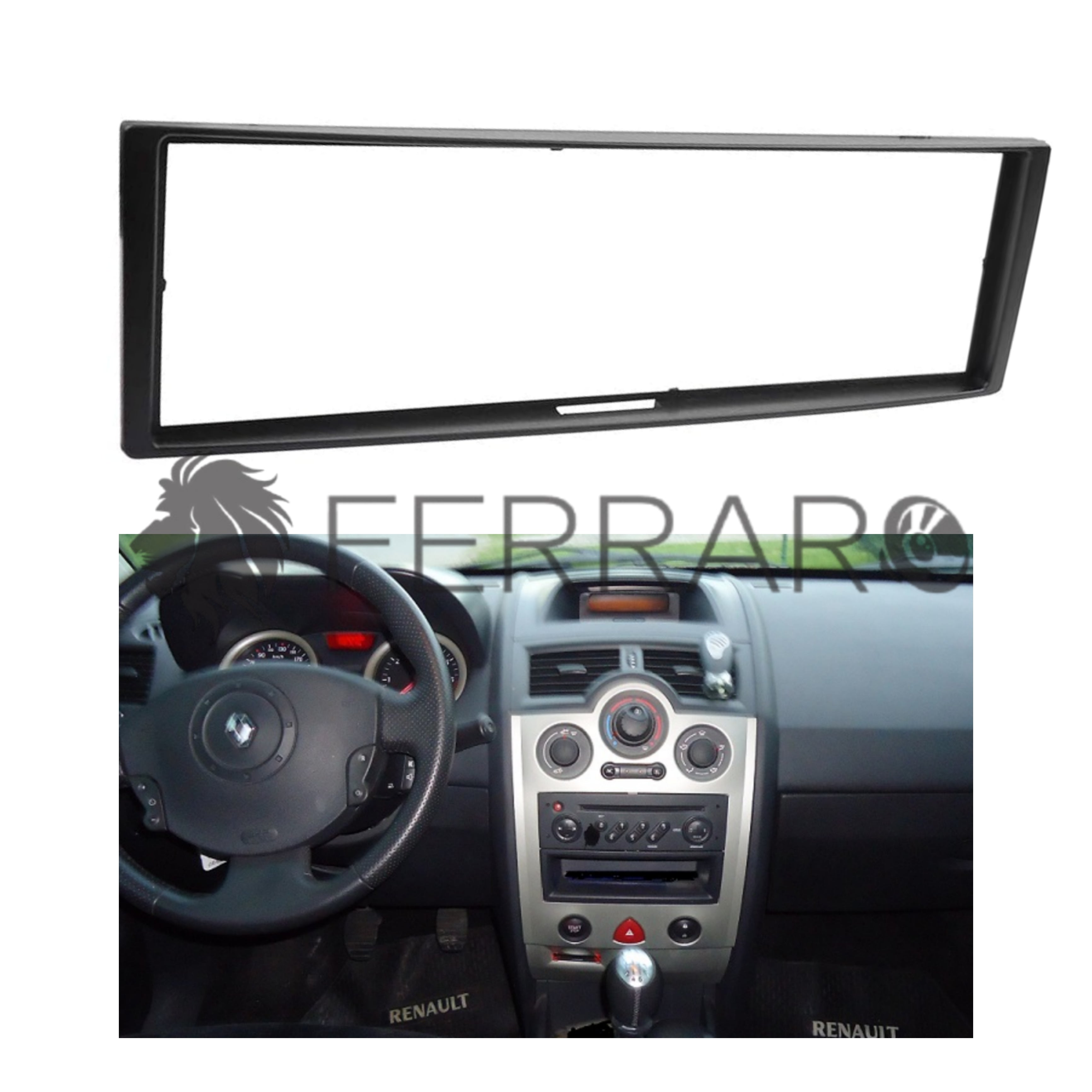 Car Radio Panel, 1DIN, Renault Megane, 2003 - 2009, Clio 2005 - 2012