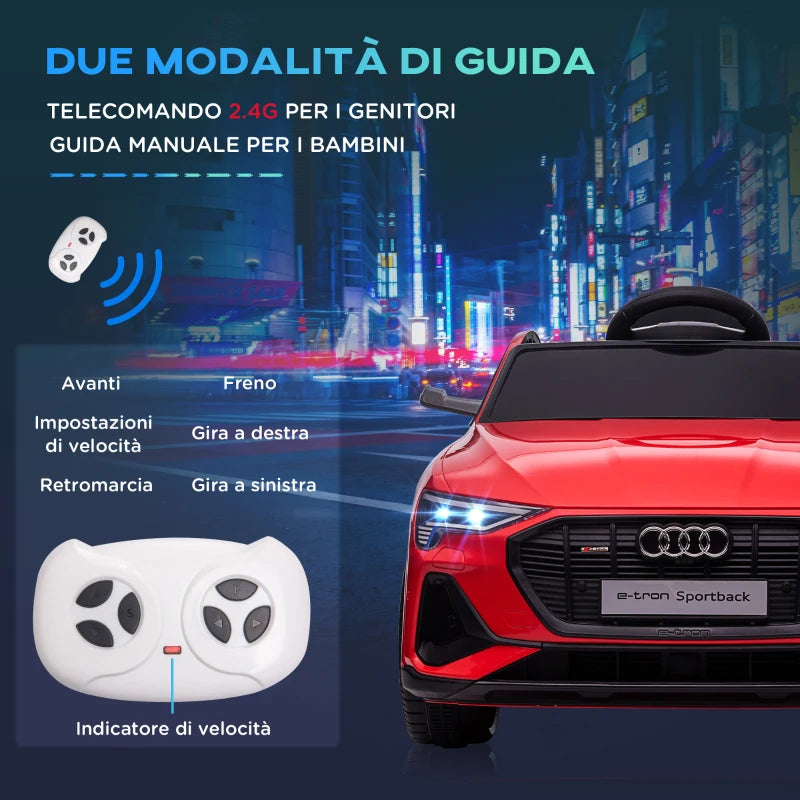 HOMCOM Macchina Elettrica per Bambini 12V con Telecomando, Velocità 3-8km/h, Luci e Musica, Età 3-5 Anni, Rosso