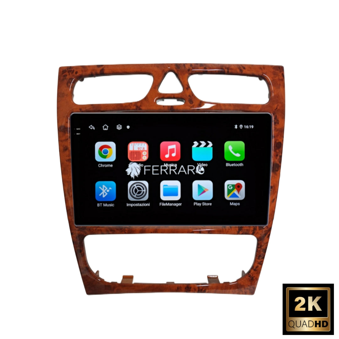 Autoradio per Mercedes Classe C W203 9" 2K (2000-2004) Android, Bluetooth, CarPlay, Android Auto, 12/256GB Ram