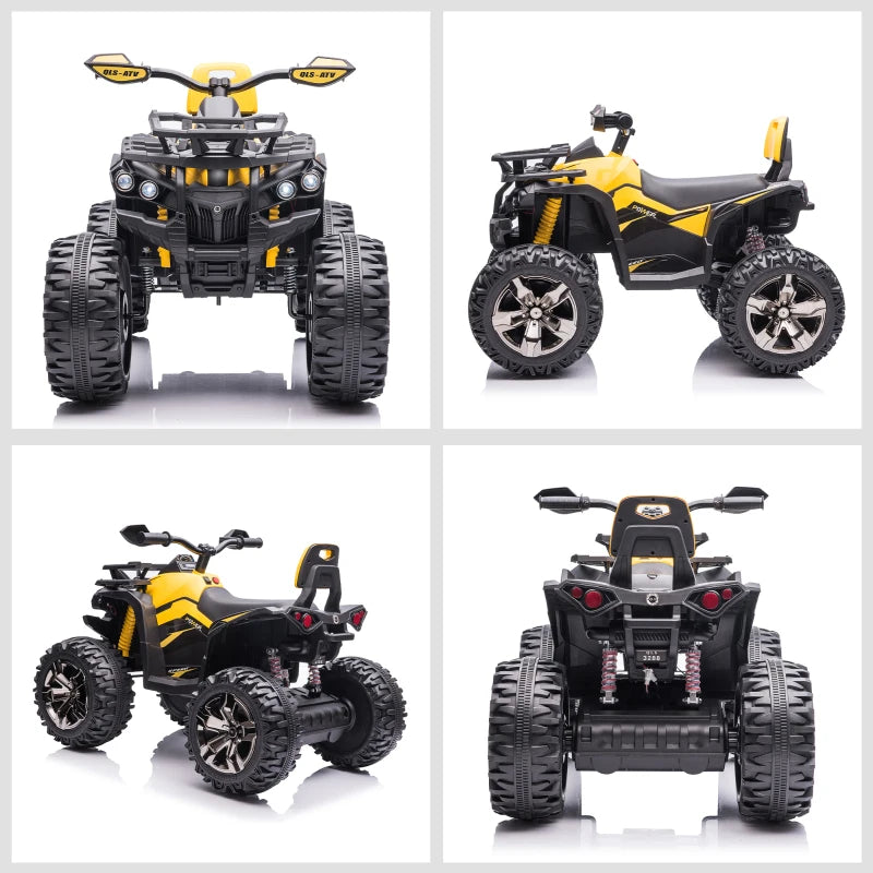 HOMCOM Quad per Bambini Elettrico 12V con Fari e Batteria Ricaricabile, Età 3-5 Anni, 100x65x73cm, Giallo