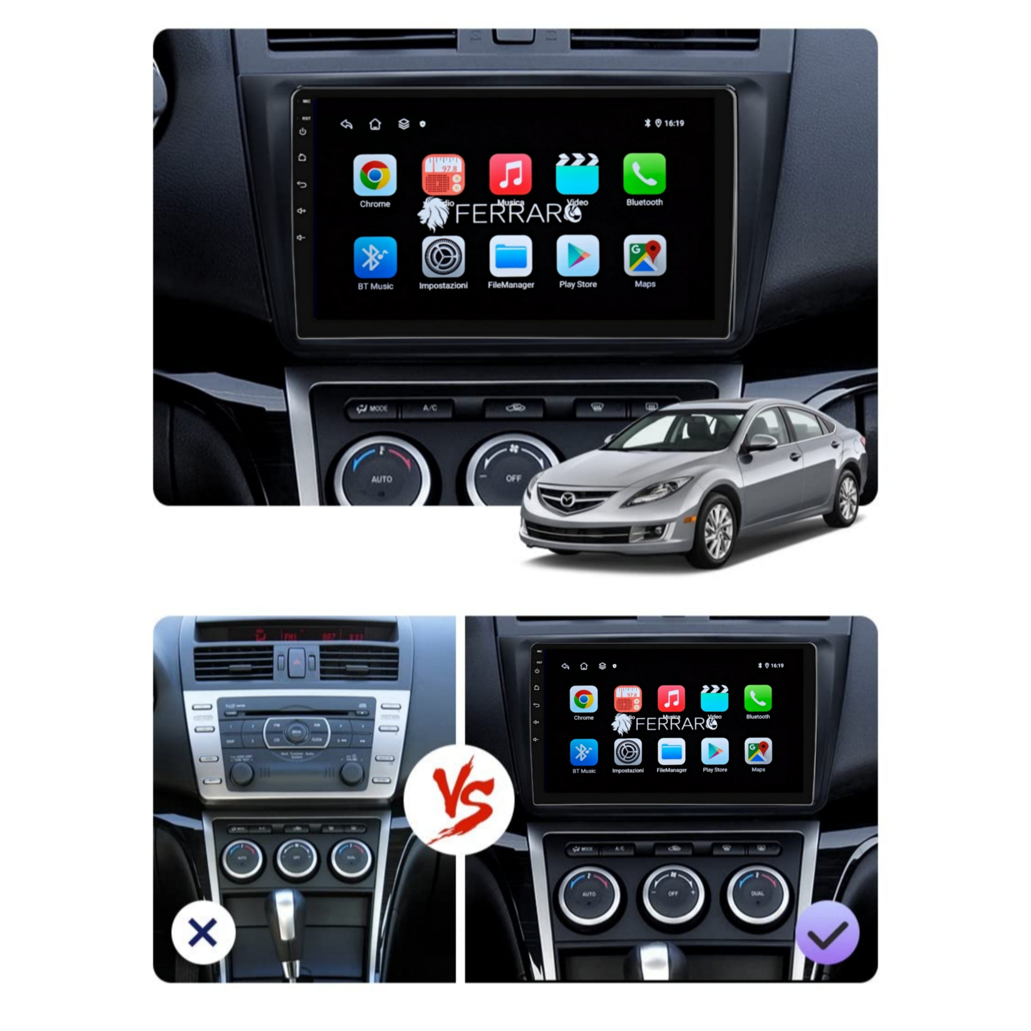 Autoradio per Mazda 6 RUI 9" | 2008-2015 | Android | Bluetooth | CarPlay | Android Auto | 2GB/4GB/6GB/8GB Ram