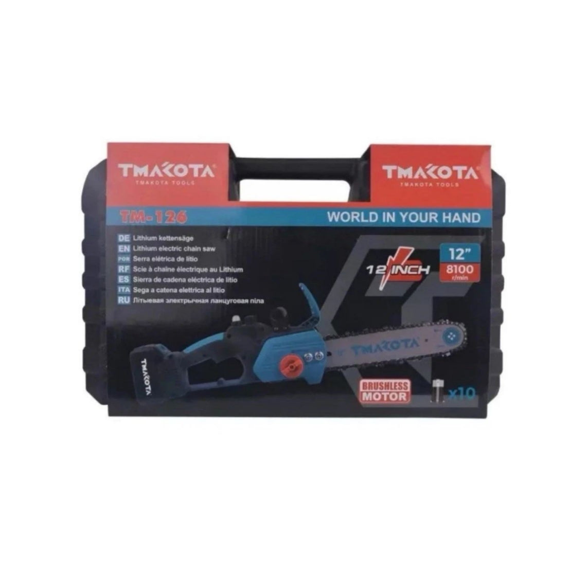 Motosega a Batteria Litio 12" Tmakota TM-112, Elettrosega Professionale con Valigetta