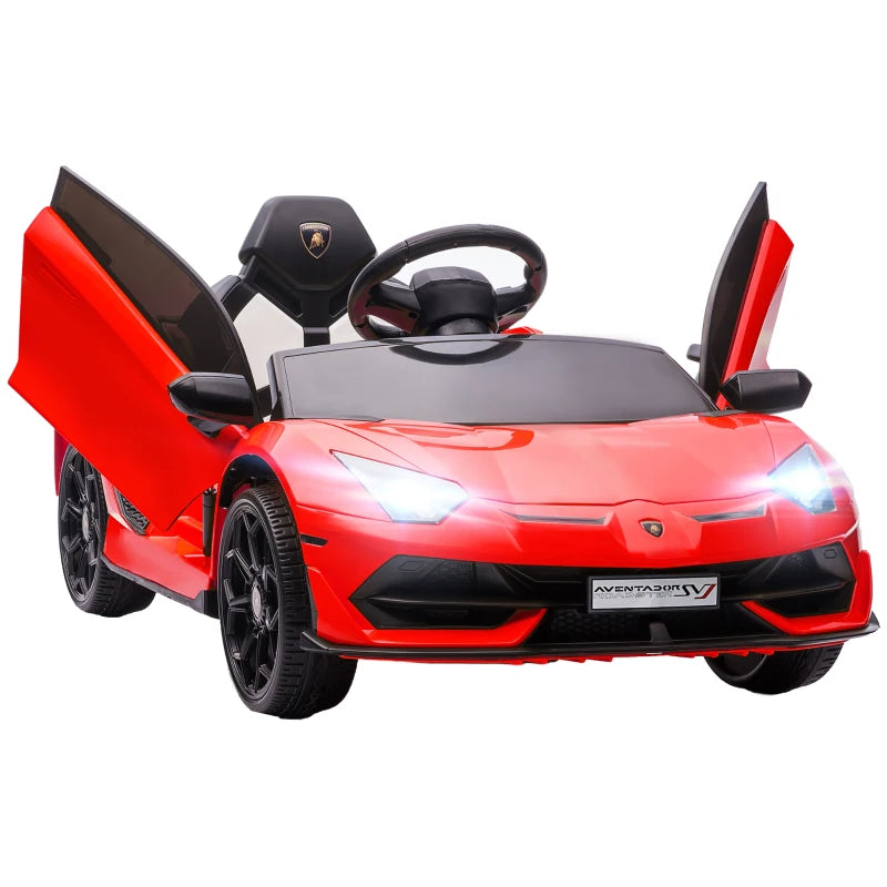 HOMCOM Macchina Elettrica per Bambini a 12V Licenza Lamborghini con Clacson e Telecomando, 107.5x63x42 cm, Rossa
