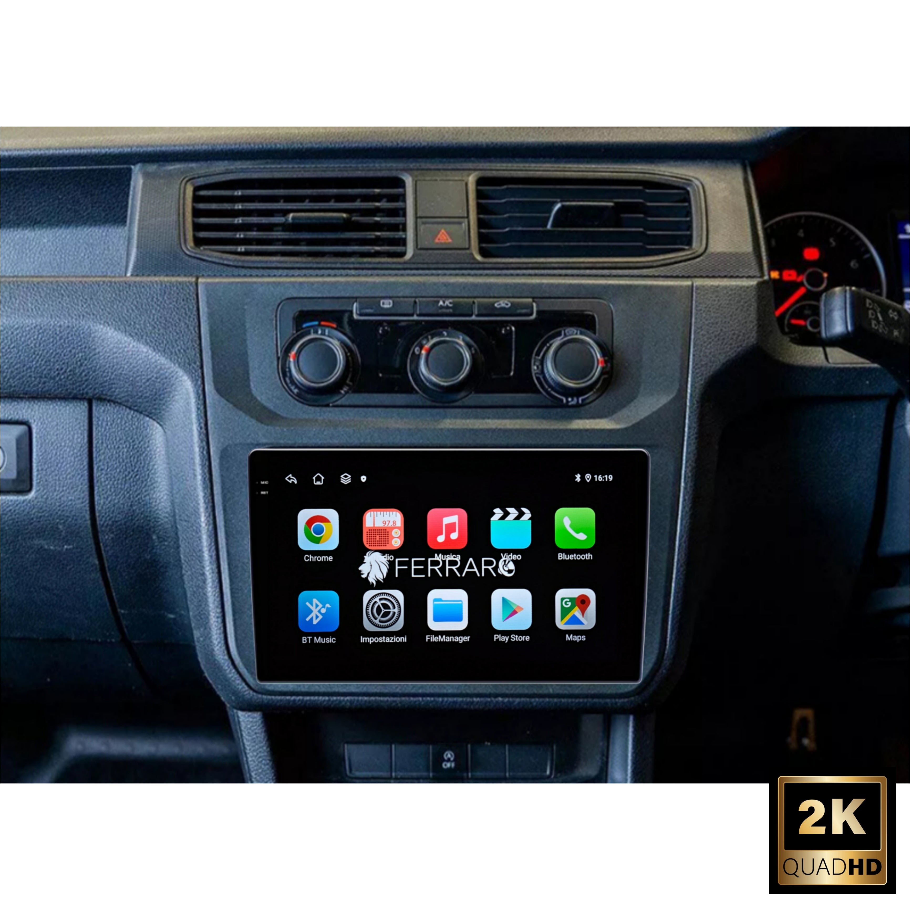 Autoradio per Volkswagen Caddy 9" 2K | 2005-2015 | Android | Bluetooth | CarPlay | Android Auto | 12/256GB Ram