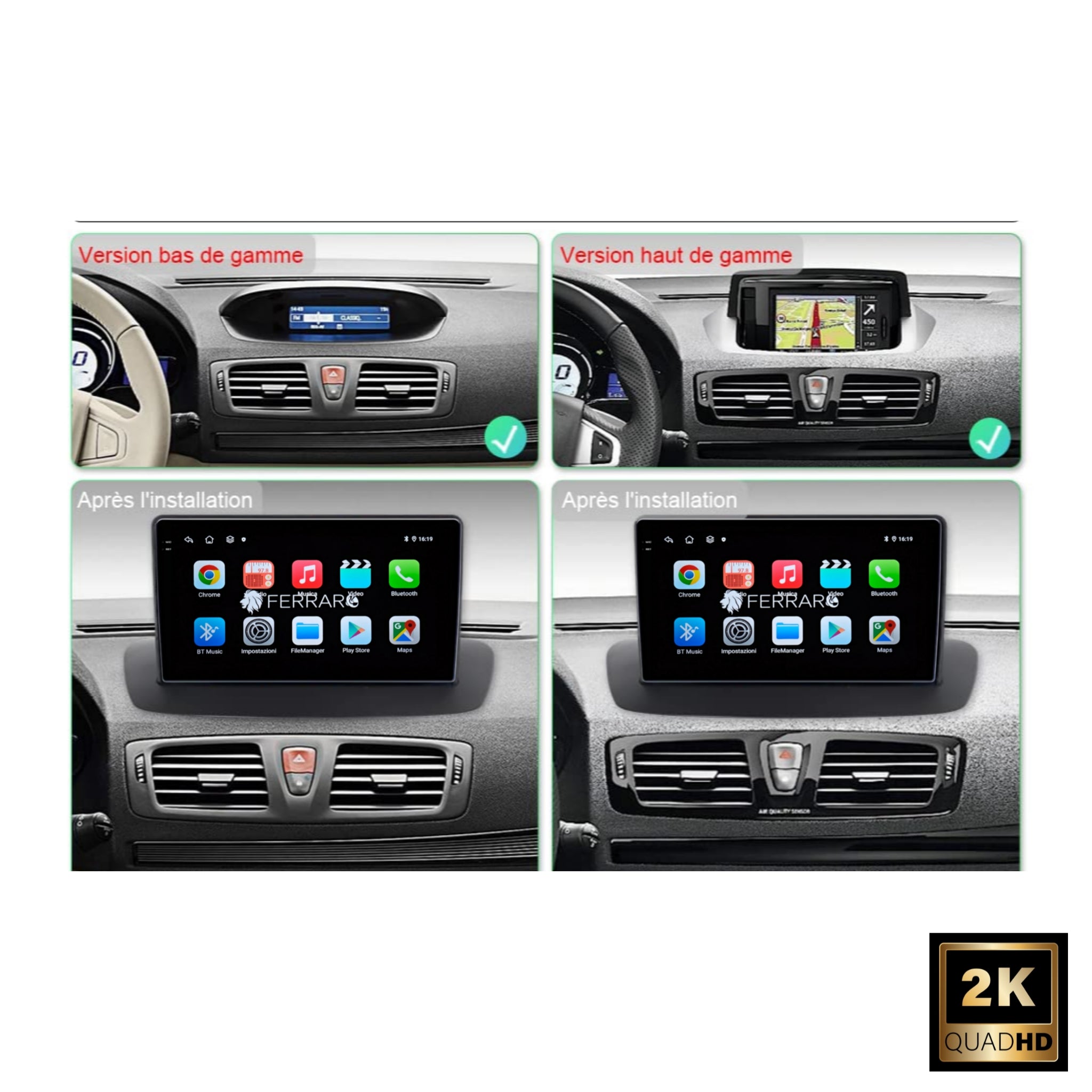 Autoradio per Renault Megane 3 9" 2K | 2008-2016 | Android | Bluetooth | CarPlay | Android Auto | 12/256GB Ram