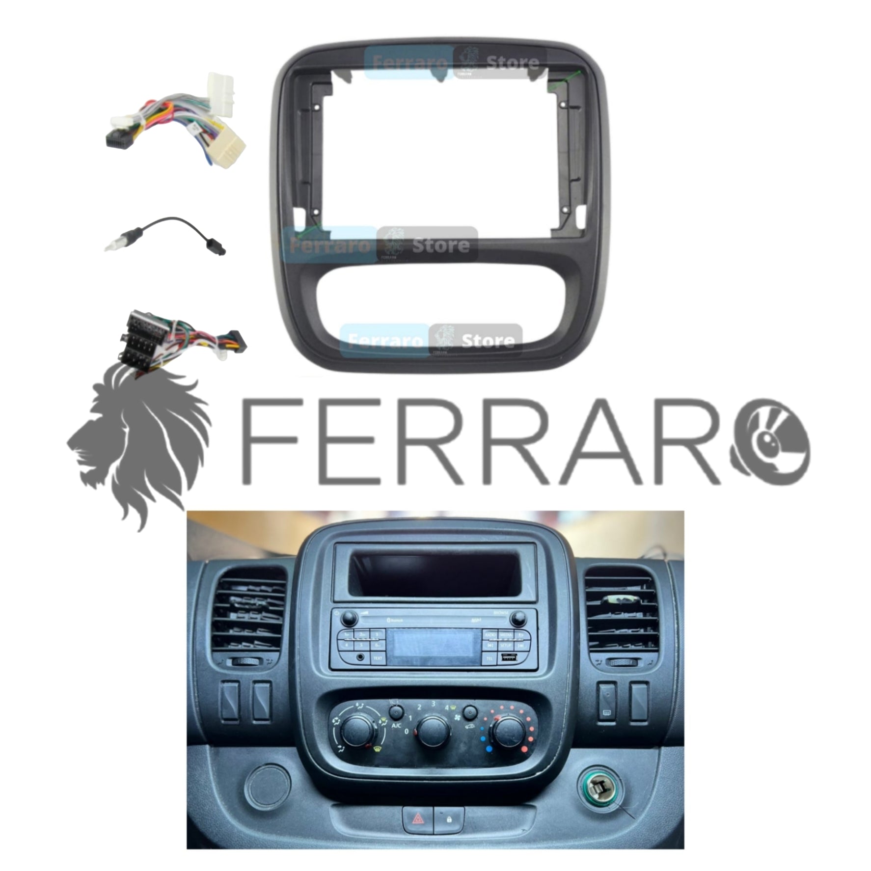 Kit Montaggio Autoradio 9"Pollici Renault Trafic 3, NV300, Talento, Vivaro, Express 9" Mascherina, Cablaggio Autoradio Android
