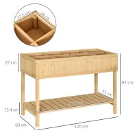 Outsunny Letto per Orto Rialzato in Legno Orto Pensile Urbano con 8 Griglie e Ripiano Inferiore per Piante da Giardino 120x60x81cm