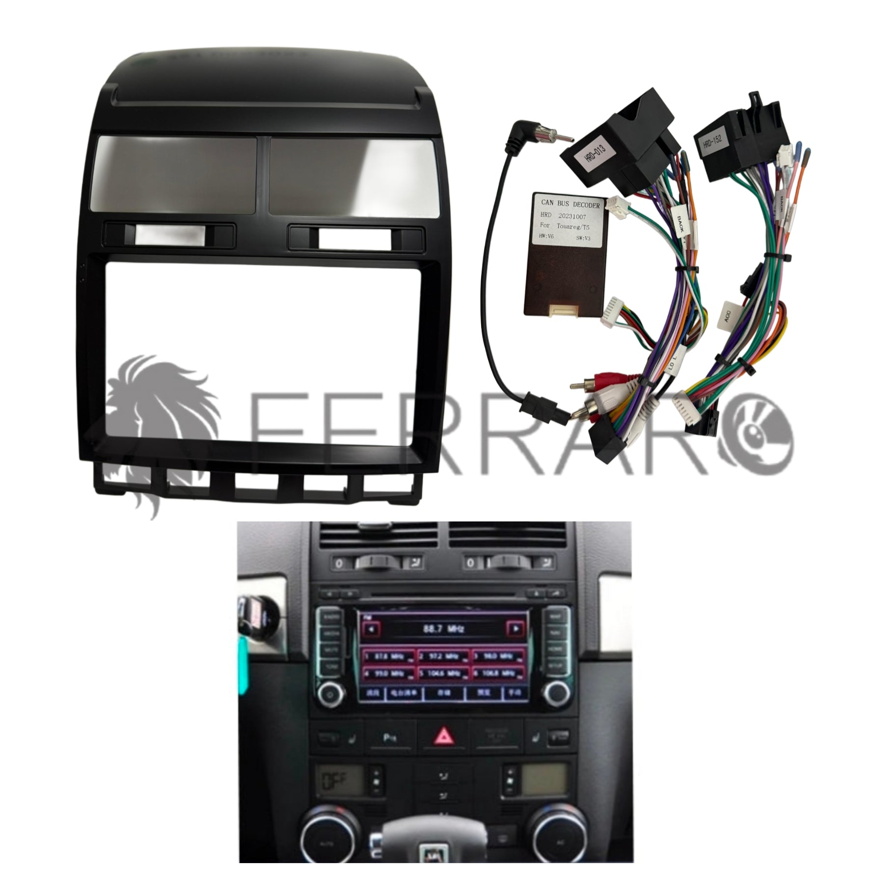 Kit Montaggio Autoradio 9"Pollici Volkswagen Touareg (2002-2010), Mascherina, Cablaggio per Autoradio Android