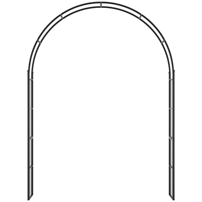 Outsunny Archetto da Giardino per Piante Rampicanti e Decorazioni, Metallo Nero, 157x40x223cm