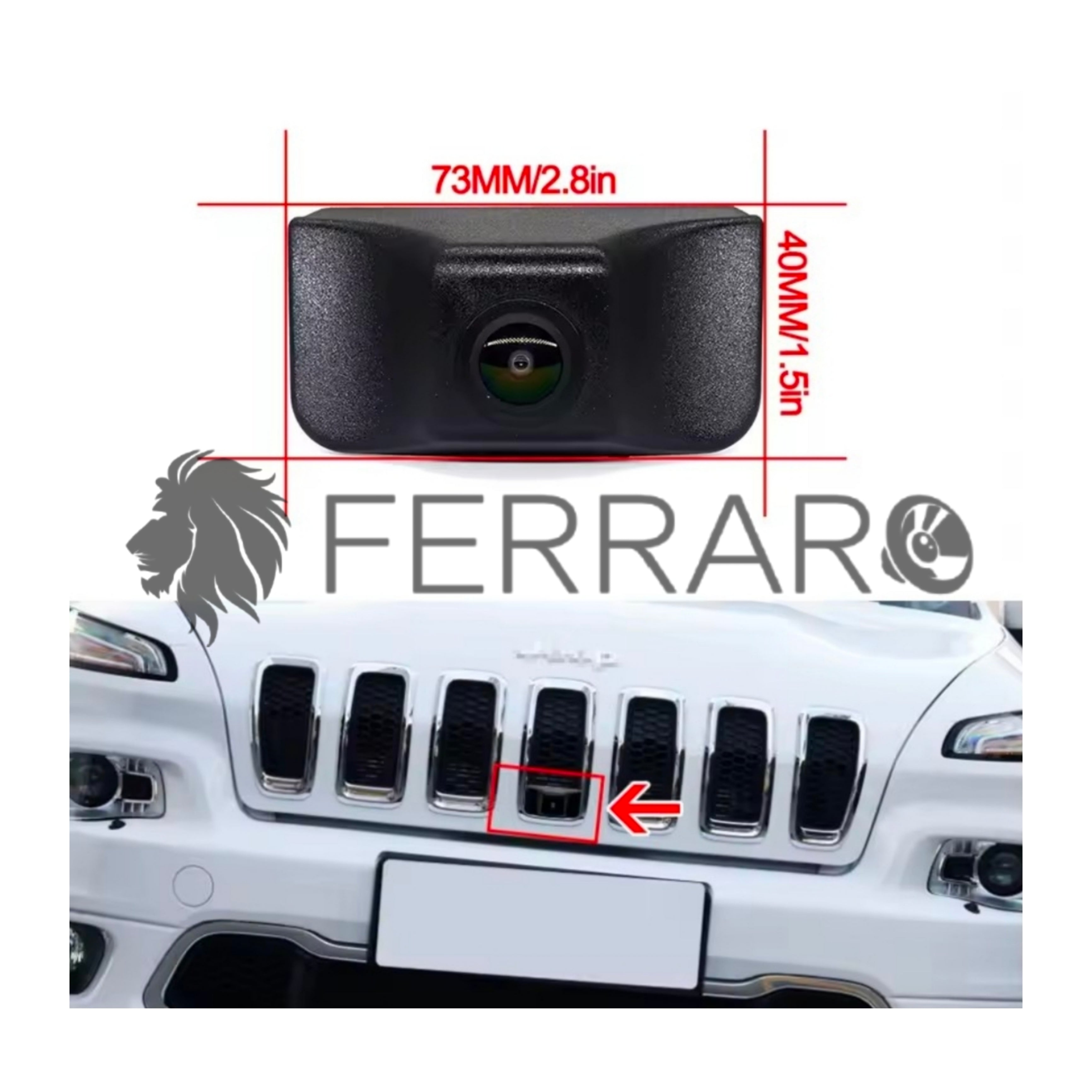 Telecamera Frontale per Jeep Wrangler JK, Compass | AHD, 1920x1080 | 170° Gradi