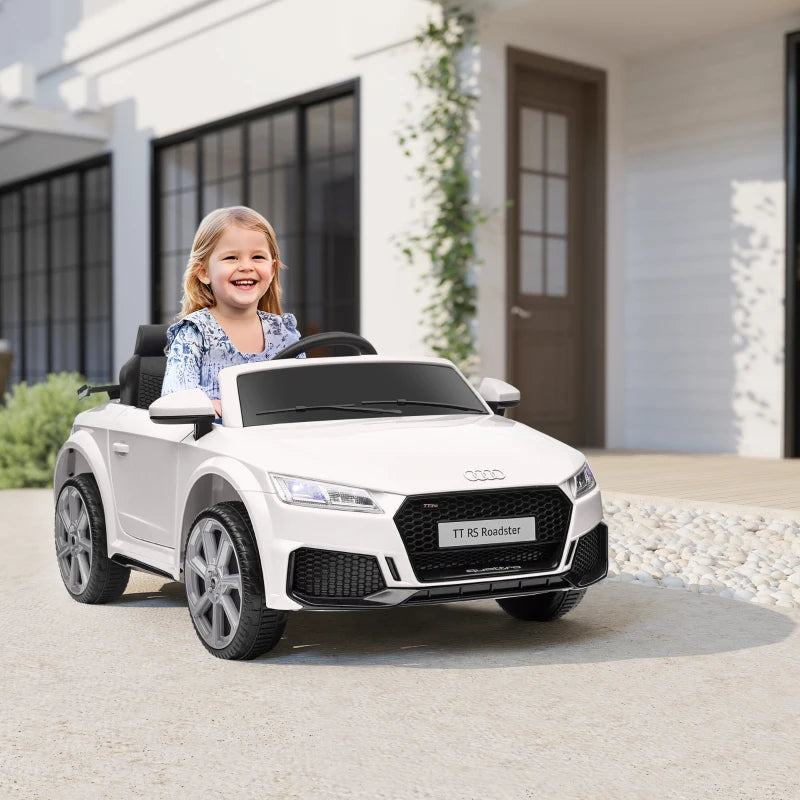 HOMCOM Macchina Elettrica per Bambini 3-5 Anni AUDI TT con Telecomando, Portiere Apribili e Fari LED, Bianco