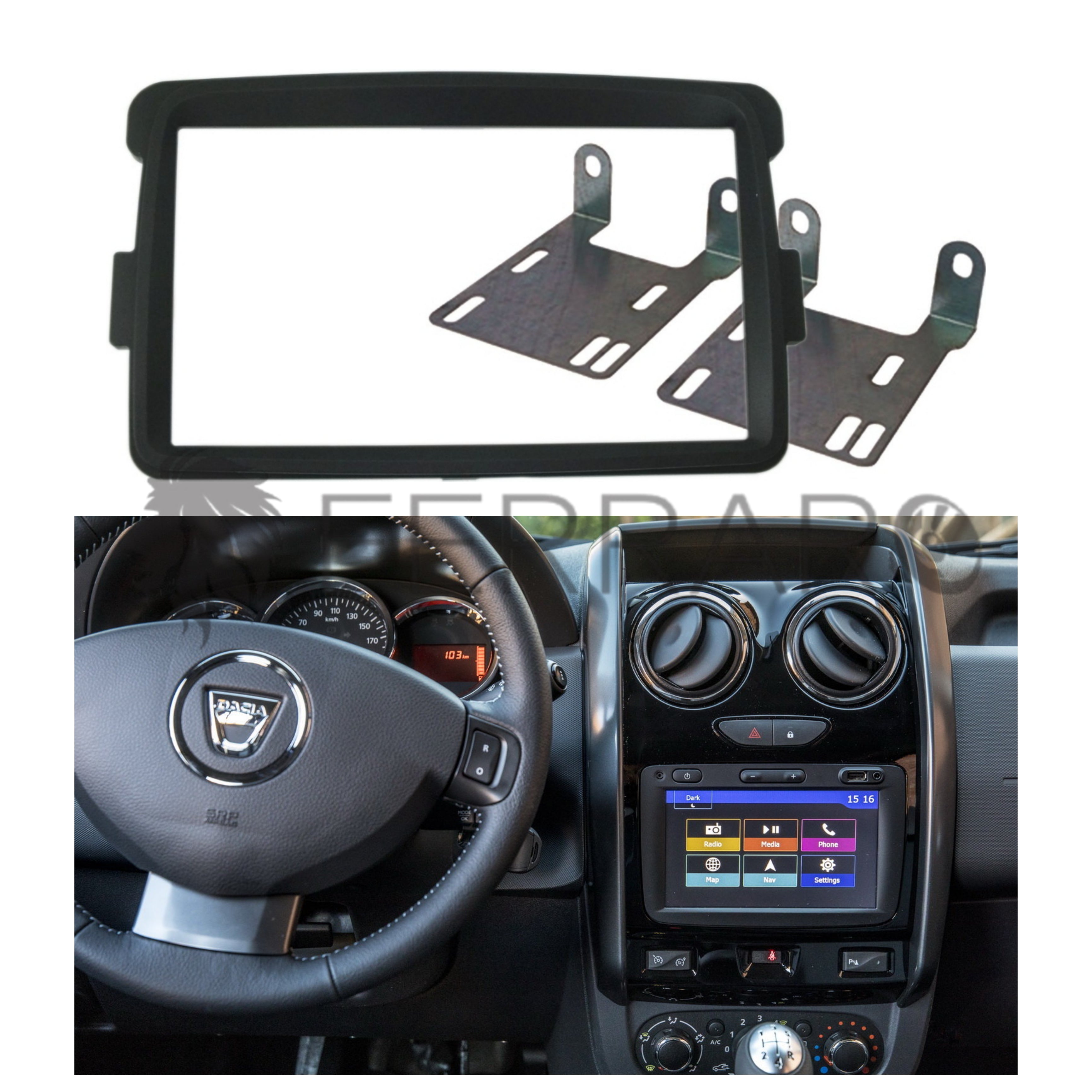 Mascherina 2DIN | Dacia, Renault (Compatibilità in Descrizione)