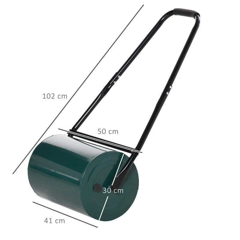 Outsunny Rullo per Prato da 30L di Capacità con Lama Raschiante, in Metallo, 102x50x30 cm, Verde Scuro