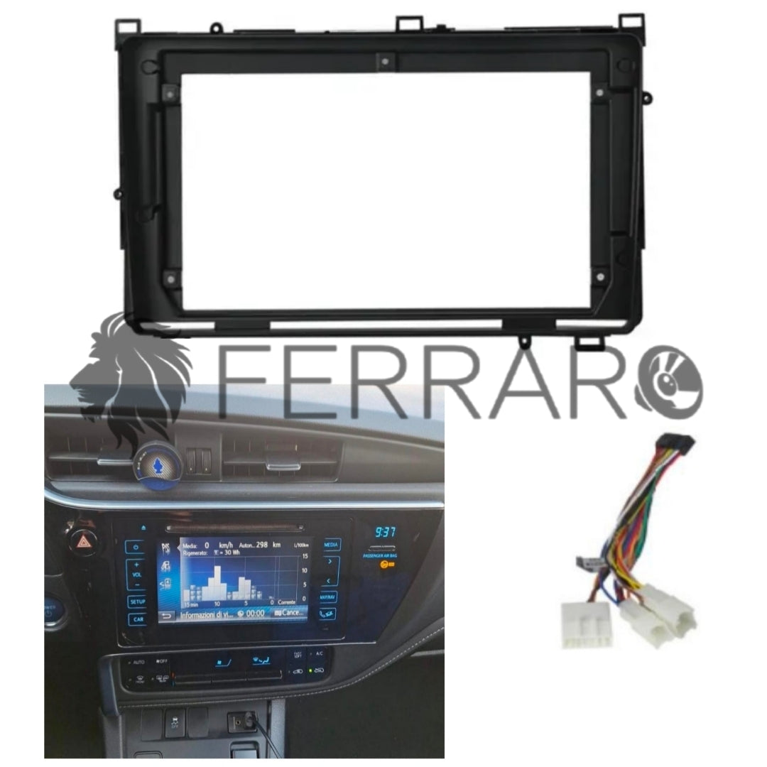 Kit Montaggio Autoradio 9"Pollici Toyota Corolla Auris E170/E180 (2013-2019), Mascherina, Cablaggio per Autoradio Android