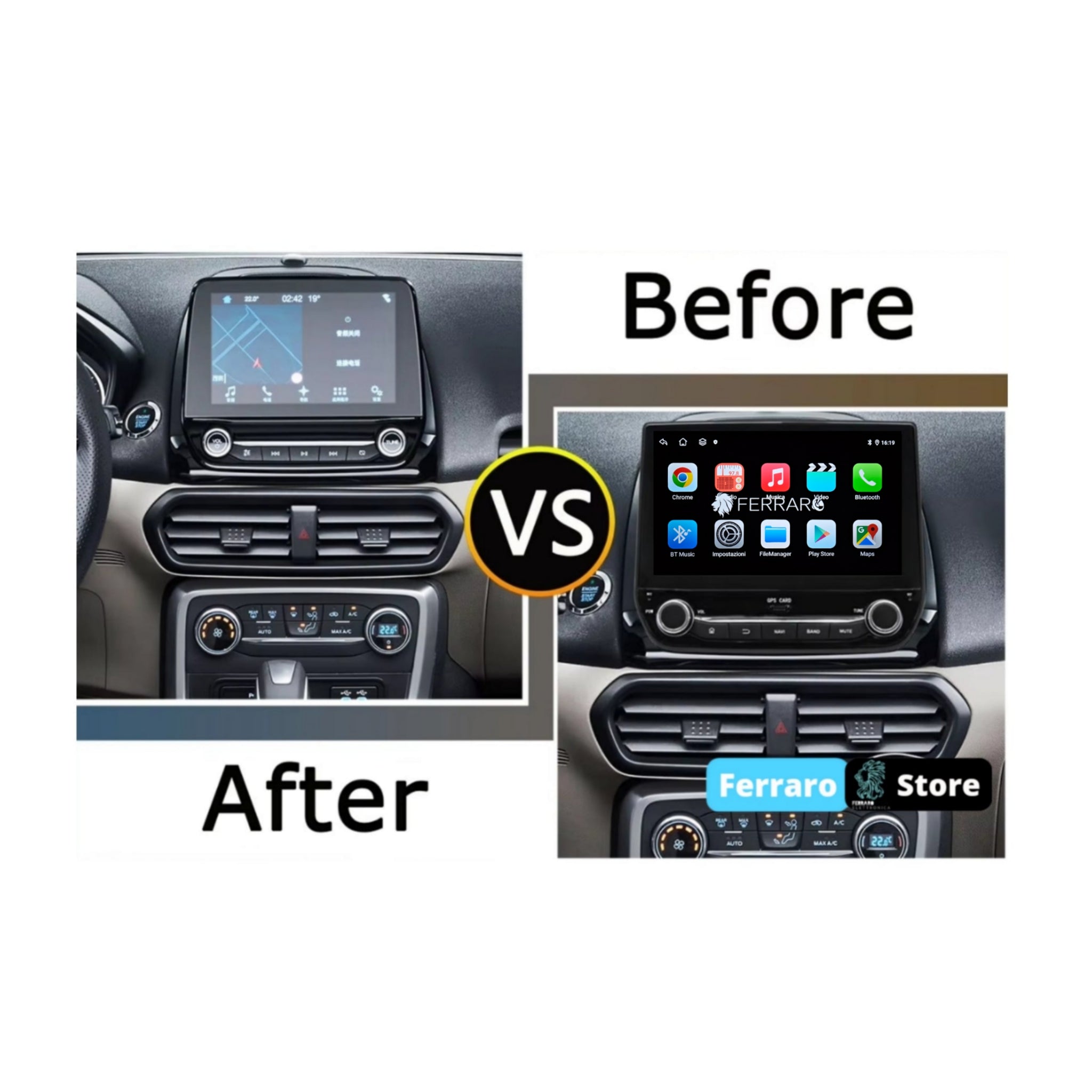 Autoradio per Ford Fiesta | EcoSport 8" | 2017-2022 | Android | Bluetooth | CarPlay | Android Auto | 4GB/8GB Ram