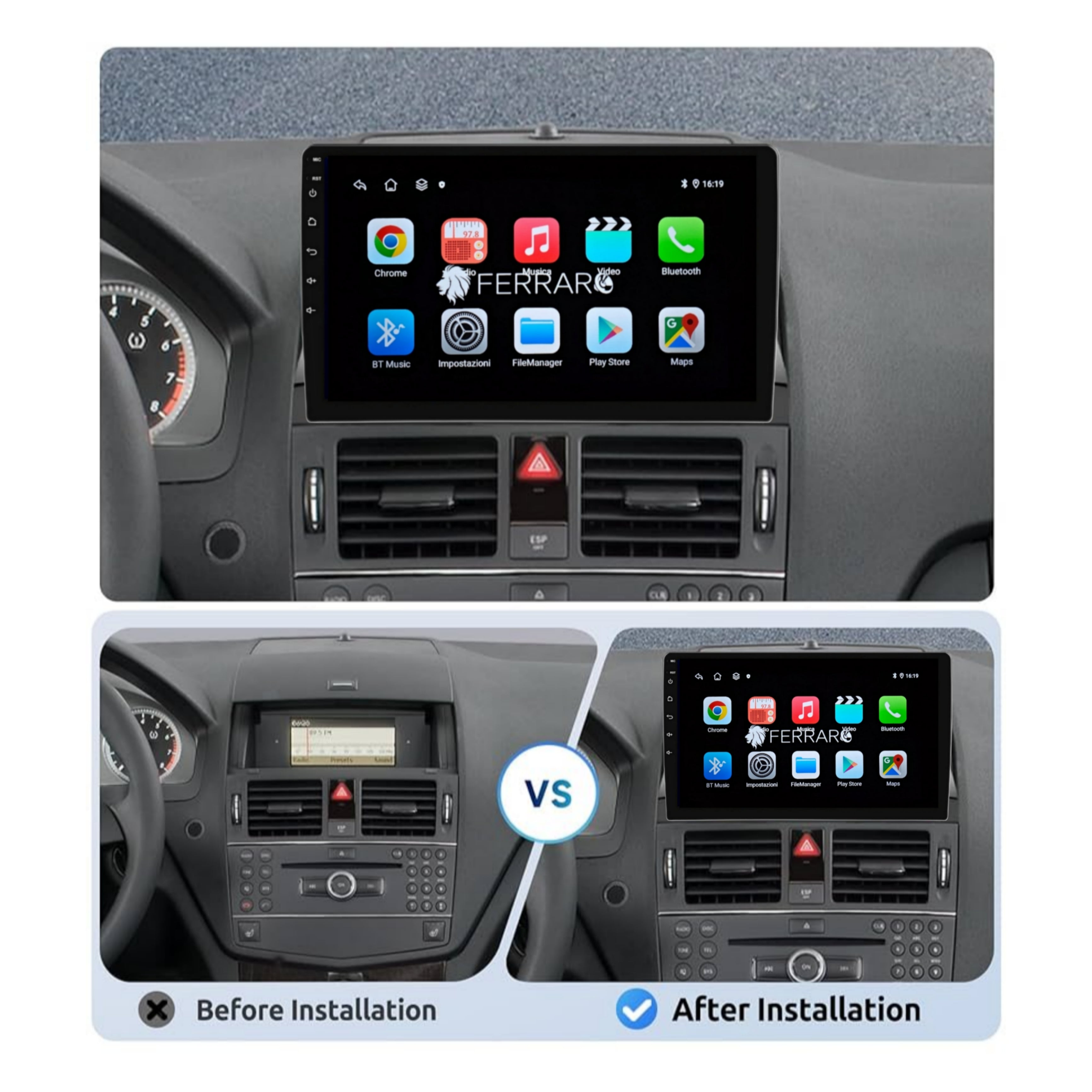 Autoradio per Mercedes Classe C W204 | S204 9" | 2007-2010 | Android | Bluetooth | CarPlay | Android Auto | 2GB/4GB/6GB/8GB Ram