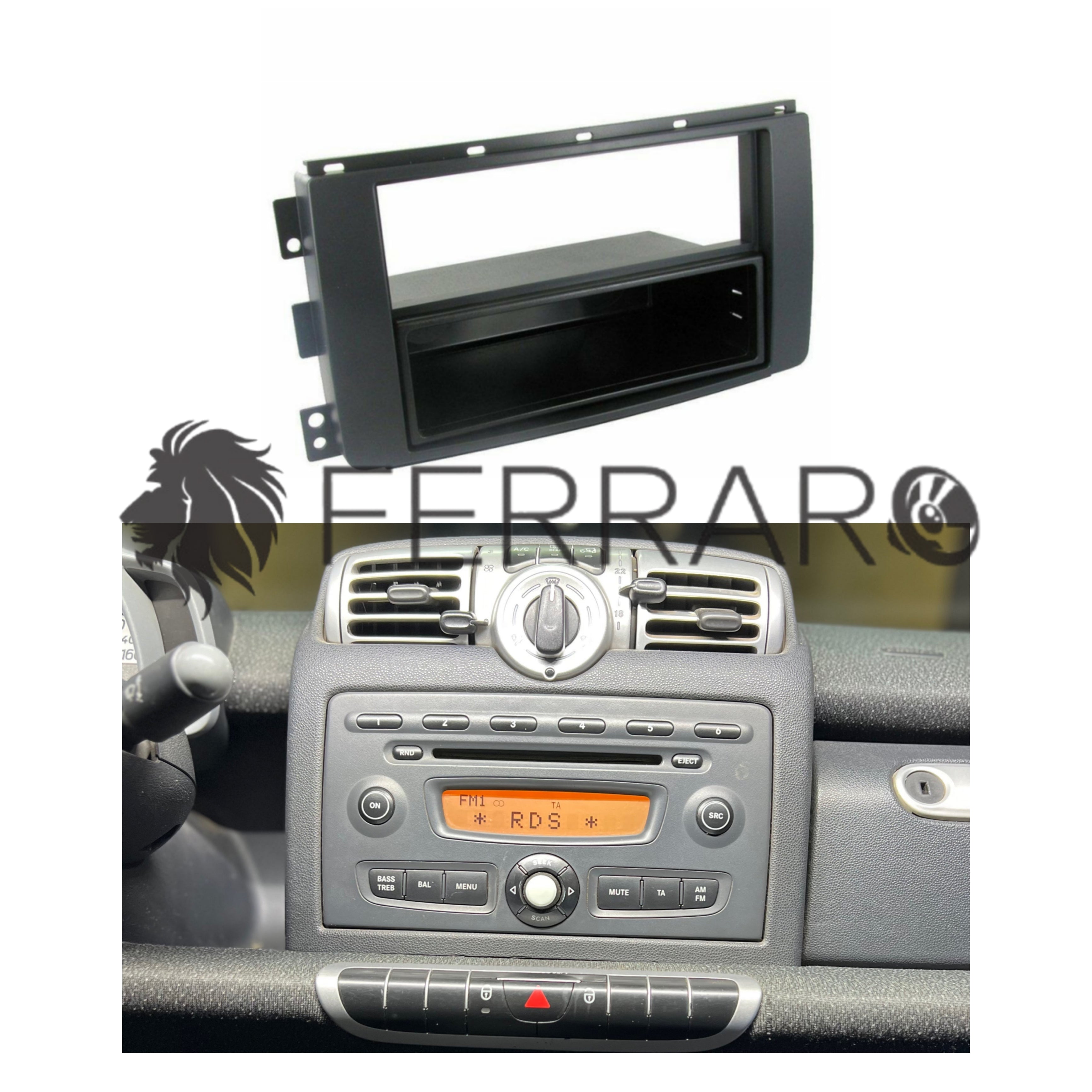 Car Radio Panel, 1 Iso with Drawer, Smart Fo Two from 2007-2010