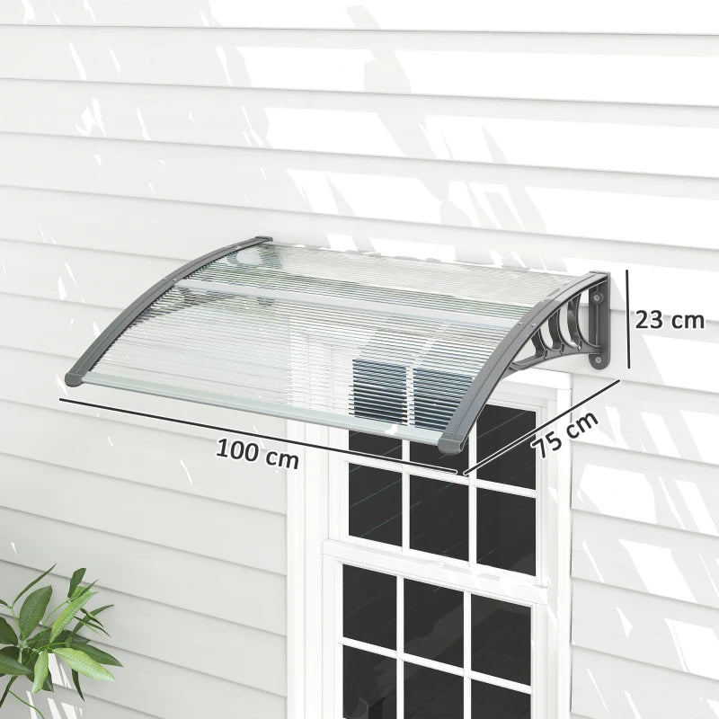 Outsunny Tettoia in Policarbonato Anti-UV da Esterno per Porte e Finestre da 100x80 cm