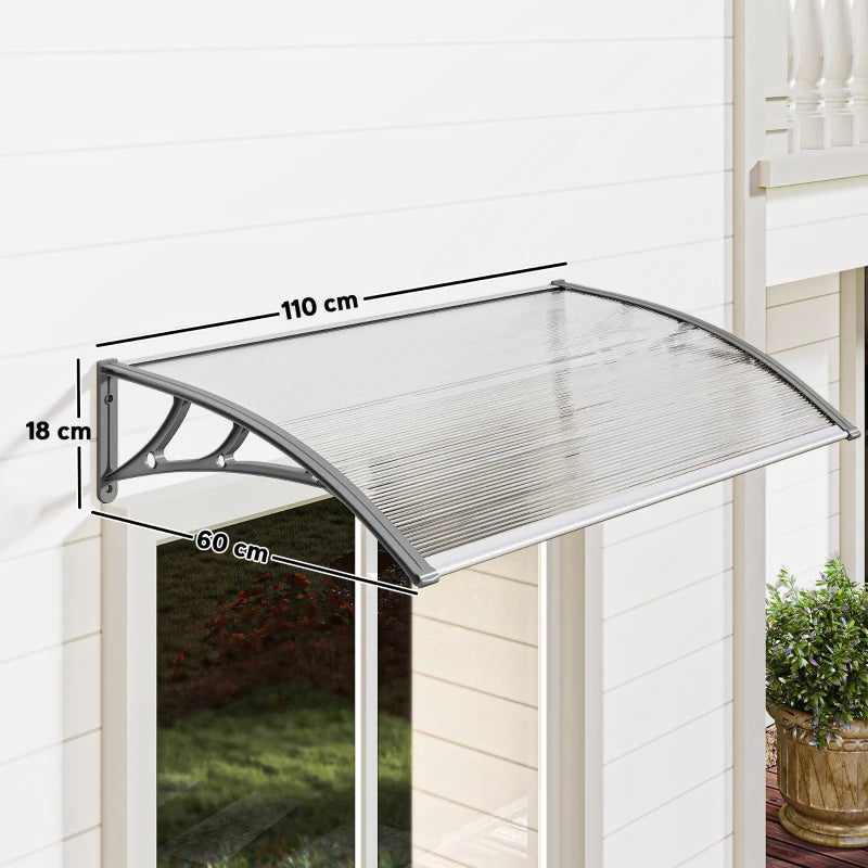 Outsunny Tettoia Moderna in Policarbonato, Alluminio e PP per Balconi, Finestre e Porte, 110x60x18 cm