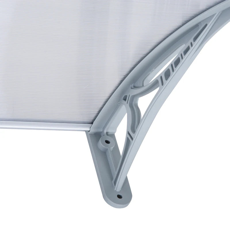 Outsunny Pensilina da Esterno 140x70x21 cm in Plastica e Alluminio per Balconi, Porte e Finestre, Grigio