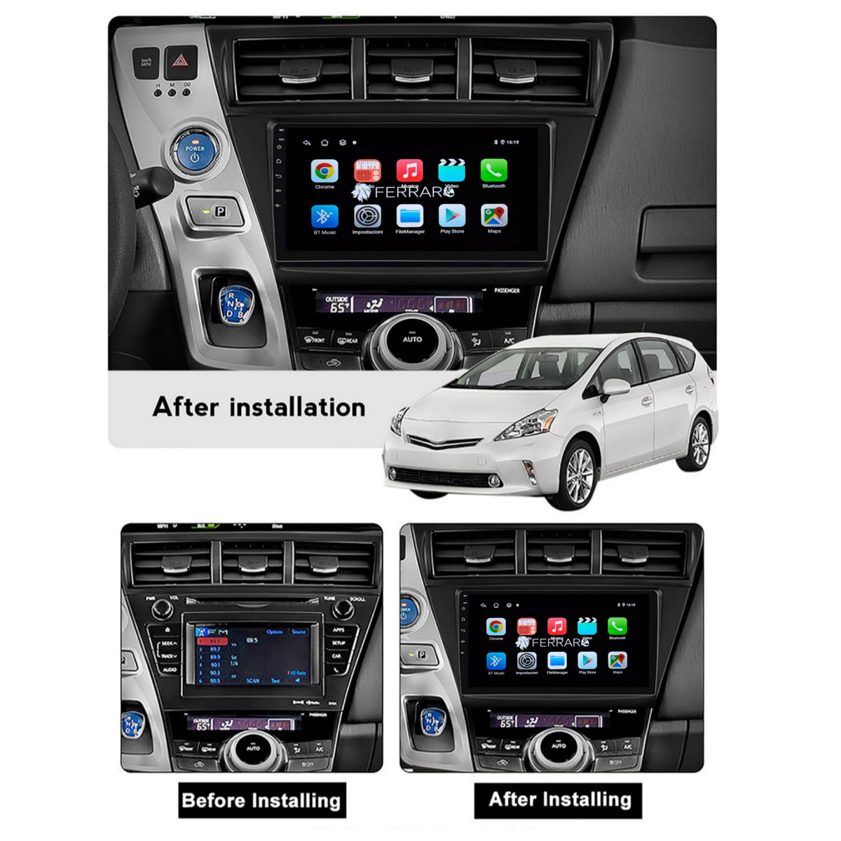 Autoradio per Toyota Prius+ (2012-2021) 9",Android, Bluetooth, CarPlay, Android Auto, 2GB/4GB/6GB/8GB Ram