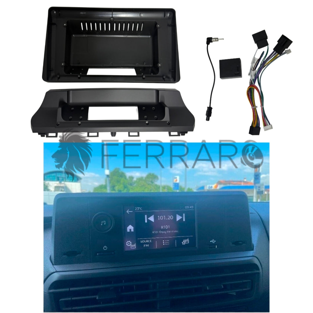 Kit Montaggio Autoradio 10.1"Pollici Toyota ProAce, Citroen Berlingo, Peugeot Partner, Opel Combo (2024+) Mascherina, Cablaggio Autoradio Android