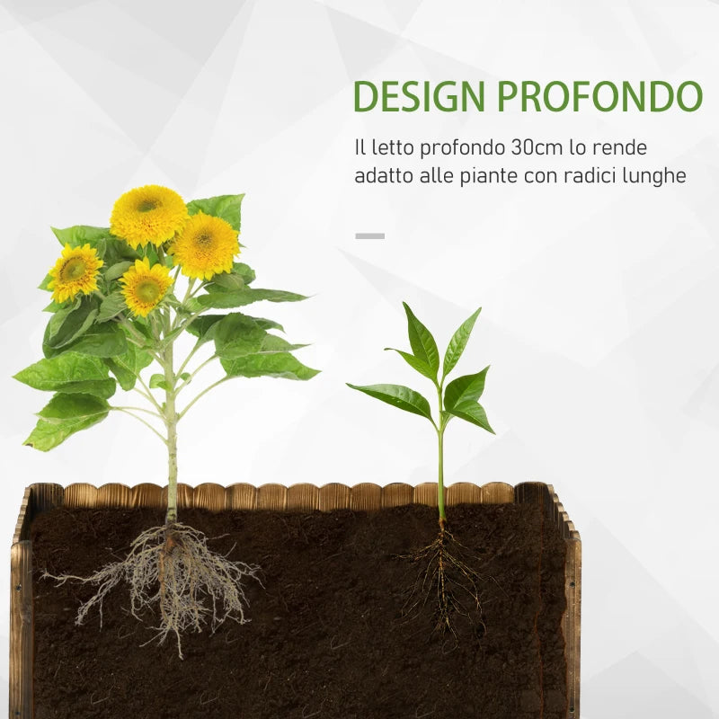 Outsunny Fioriera da Giardino Rettangolare per Interni ed Esterni, in Legno di Abete, 80x33x30 cm, color Legno