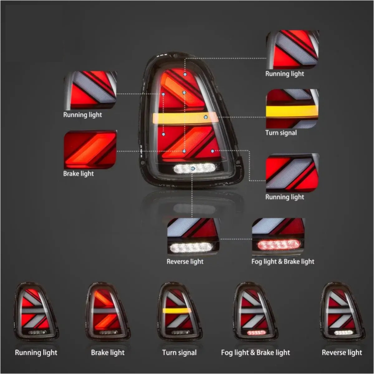 Fanali Posteriore Completo per BMW Mini Cooper S R56, R57, R58, R59 (2007-2013) a LED