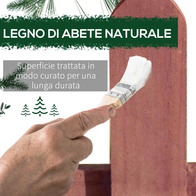 Outsunny Staccionata in Legno di Pino da 12 Pezzi per Aiuole, Giardino e Orto, Altezza 34cm