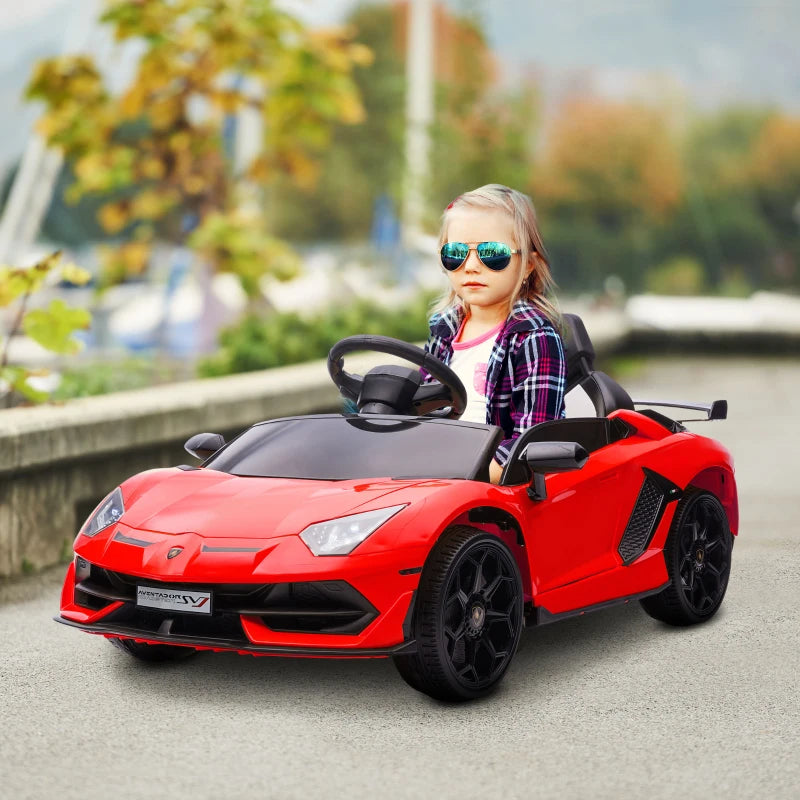 HOMCOM Macchina Elettrica per Bambini a 12V Licenza Lamborghini con Clacson e Telecomando, 107.5x63x42 cm, Rossa
